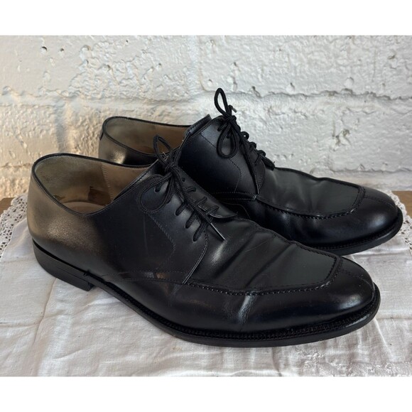 VTG Salvatore Ferragamo Men’s Shoes Sz US 10.5 D Black Oxfords Split Toe Lace Up - Picture 1 of 9